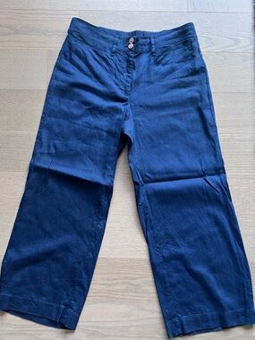 J Jill Linen Stretch Navy Pants (S) | NWOT